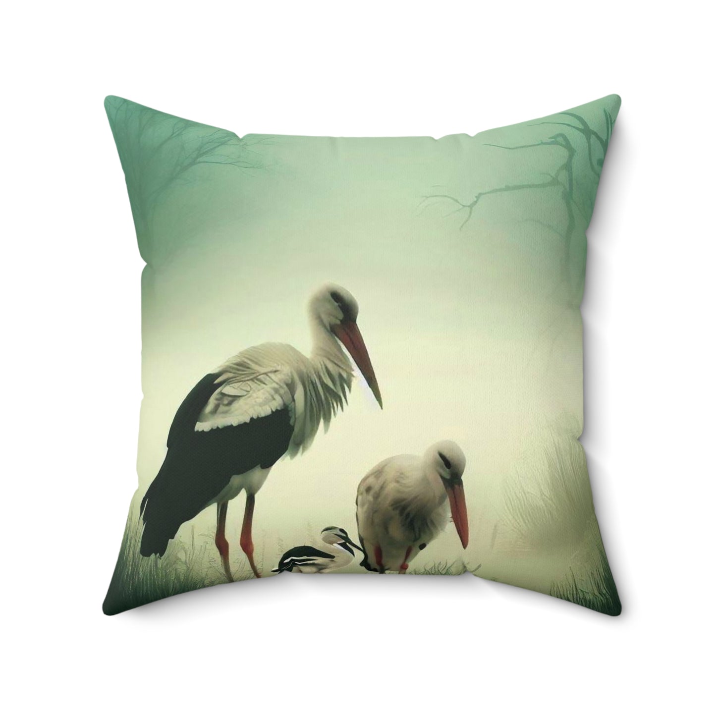 Stork Family - Spun Polyester Square Pillow