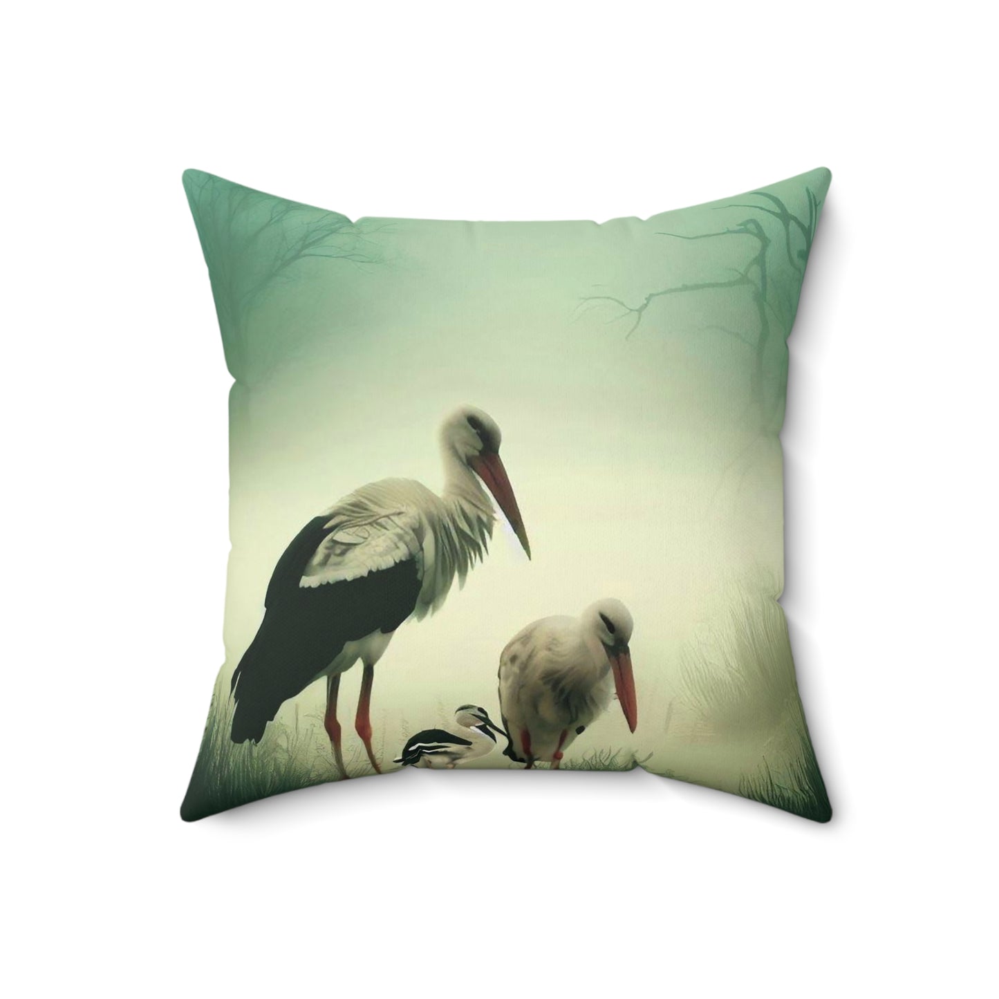 Stork Family - Spun Polyester Square Pillow