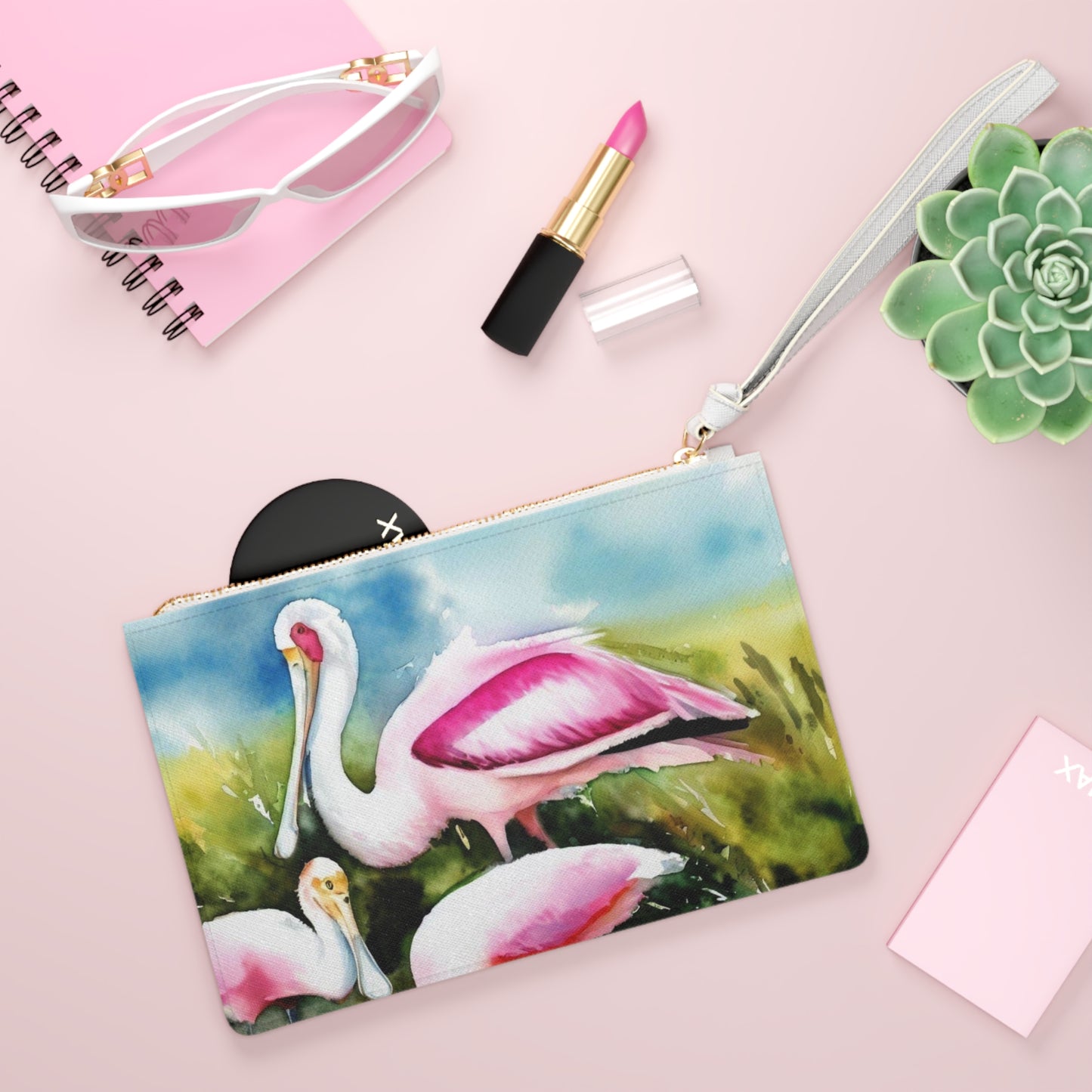 Roseate Spoonbill Family - Clutch Bag