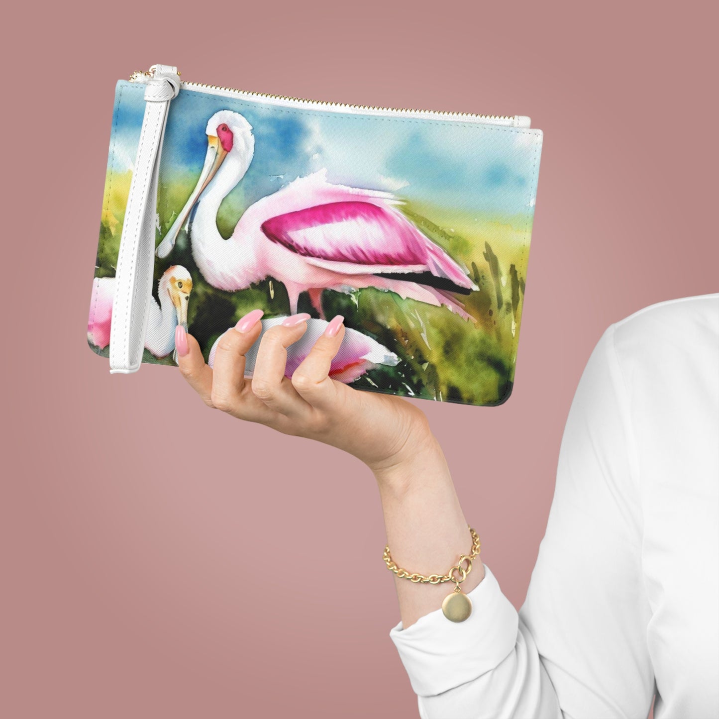 Roseate Spoonbill Family - Clutch Bag